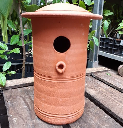 Vogelpot Mezenpot met deksel (terra)