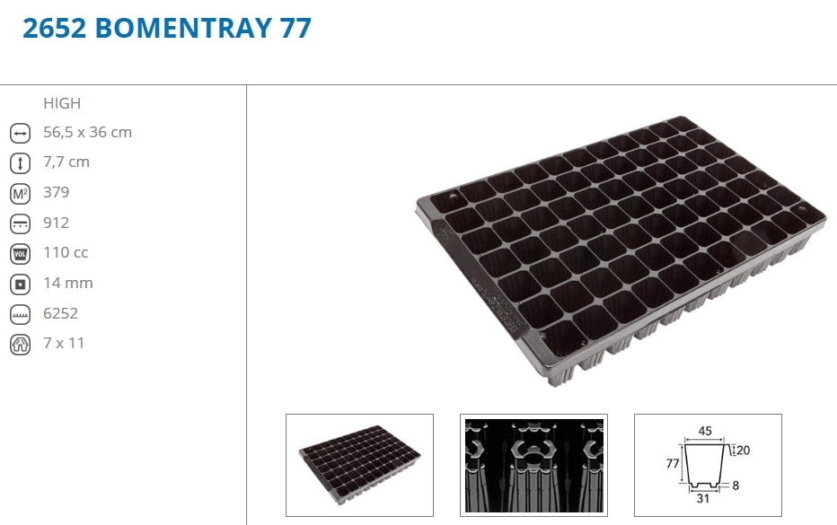 Diepe Zaai- en Stekplaten 77 Pots (77 Mm diep)