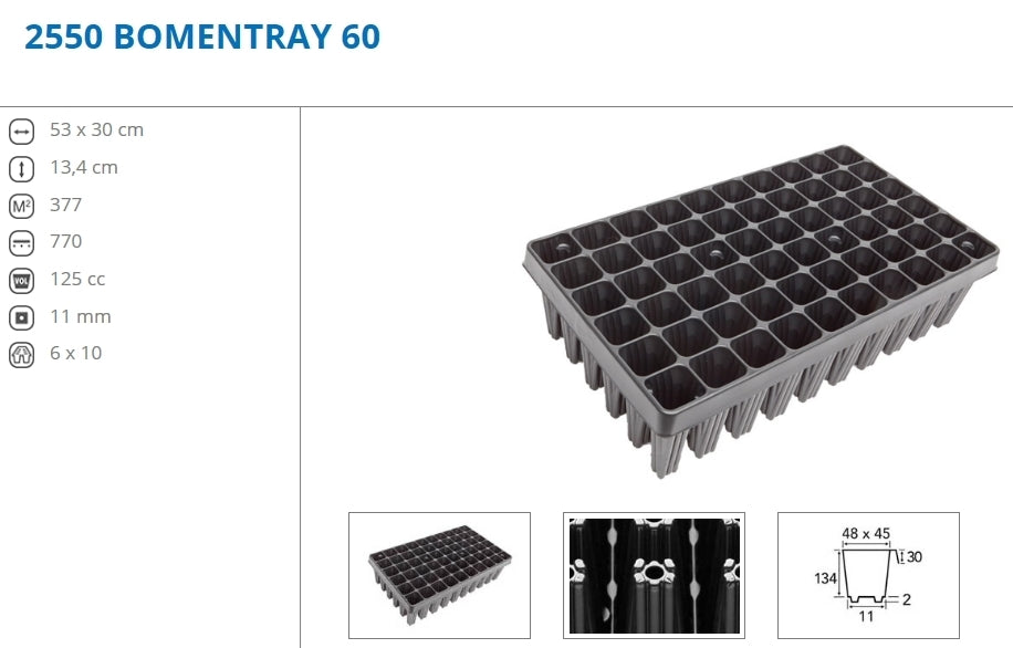 Diepe Zaai- en Stekplaten 60 Pots (134 Mm diep)