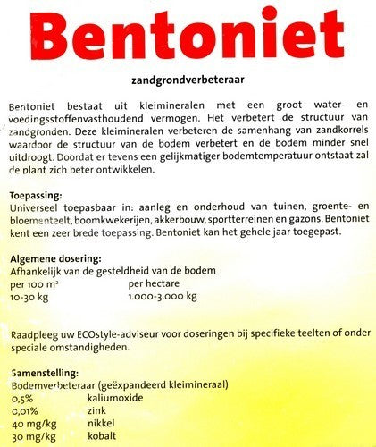 Grondverbetering Bentonietmeel / Kleimineralen